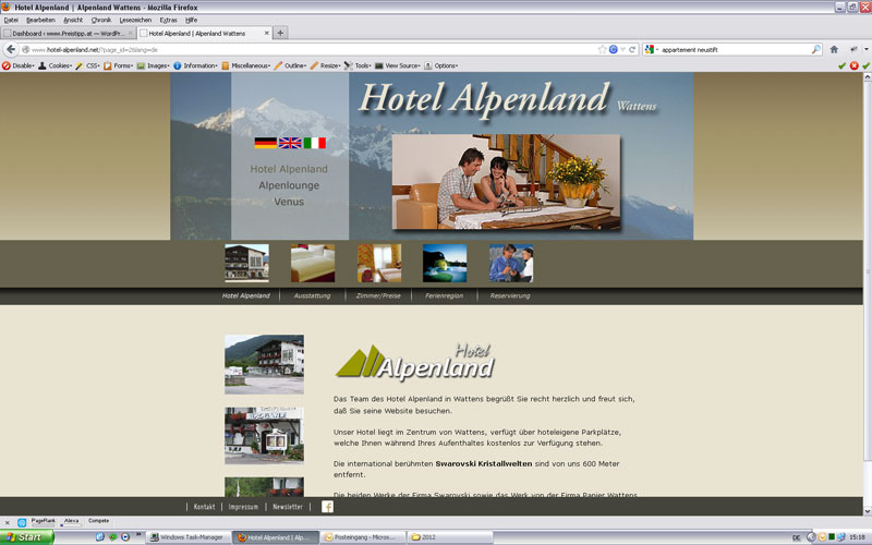 styrolart print- und webdesign - Website Hotel Alpenland in Wattens