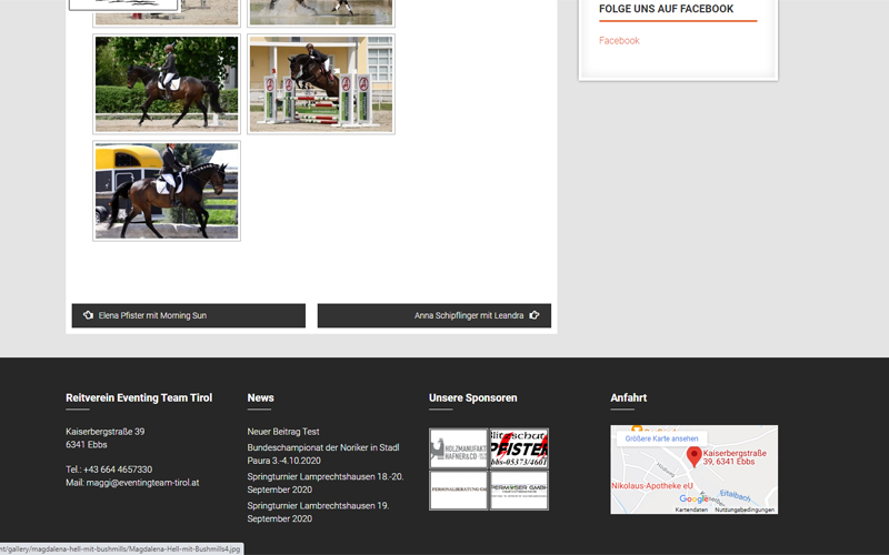 Styrolart Print und Webdesign - Eventing Team Tirol - Webdesign Websiteerstellung